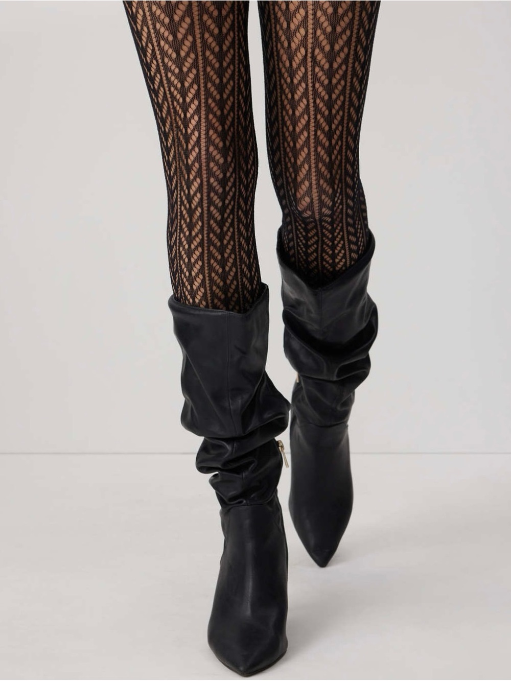 H&M Pointelle Patterned Lacy Sheer Knit Footed Tights